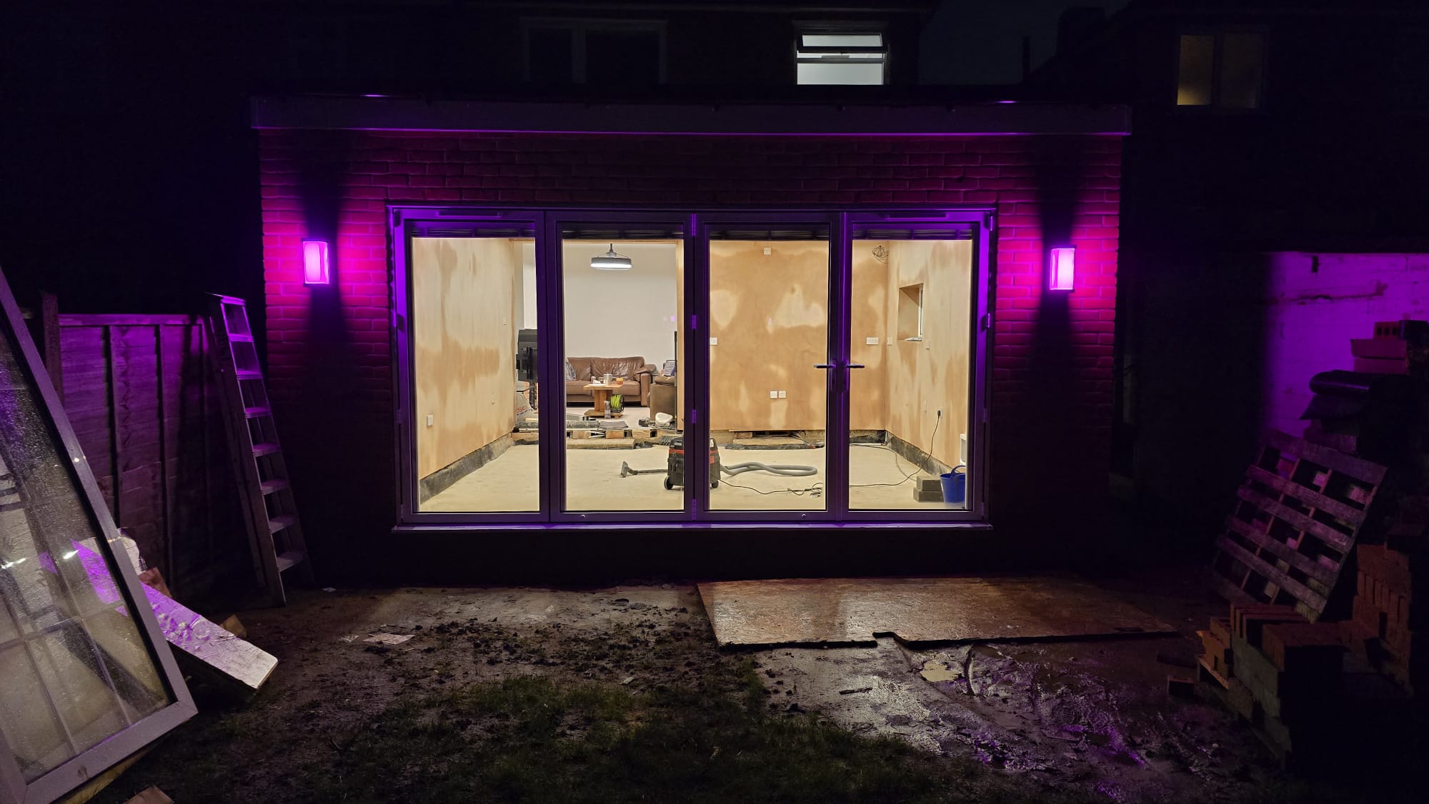Extension Lighting Installation | Colour-Changing Exterior LED & Internal Spotlights | London & Essex